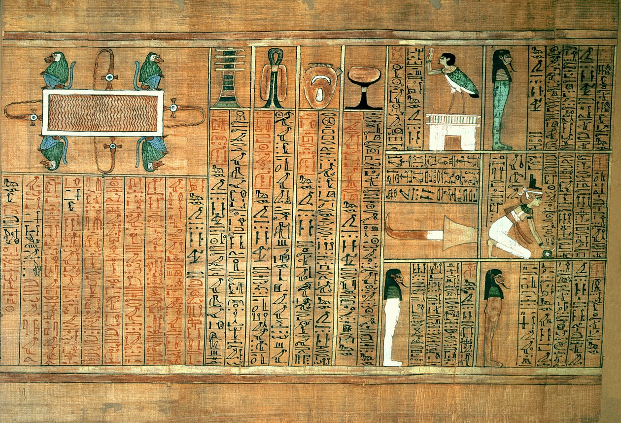 (dettaglio) raffigurante il defunto e il suo Ba, dal Libro dei Morti dello Scriba Any da Egyptian 19th Dynasty