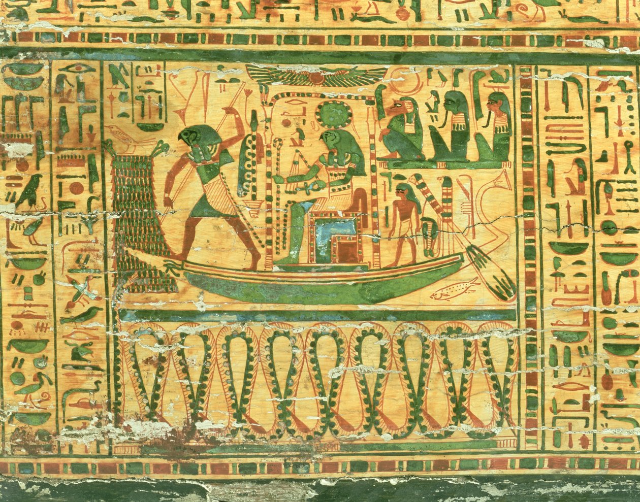 Il viaggio del dio sole Re, dettaglio dal sarcofago interno di Nespawershefyt da Egyptian 21st Dynasty