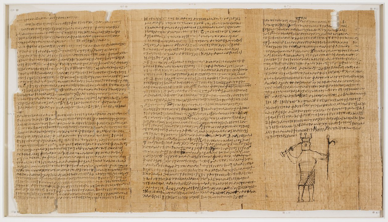 Raccolta di incantesimi magici (Papiro 122 (1r)), V secolo (papiro) da Egyptian