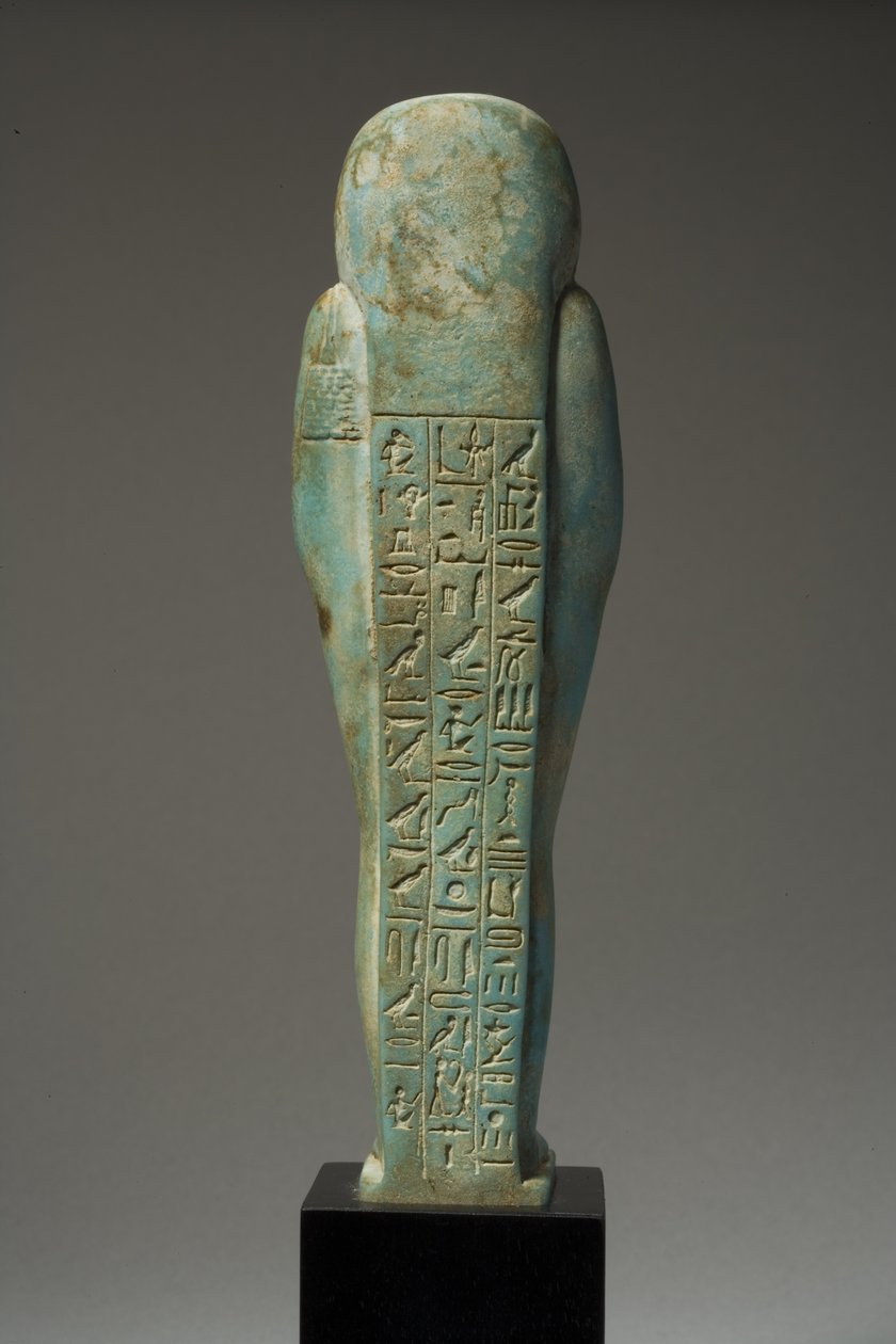 Vista posteriore di una figura di Ushabti per Hor-Khebi, Periodo Tardo Dinastico, fine XXV-inizio XXVI Dinastia, c.700-600 a.C. da Egyptian