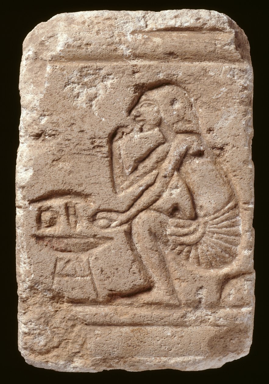 Rilievo di un uomo seduto accanto a un tavolo, Periodo di Amarna da Egyptian