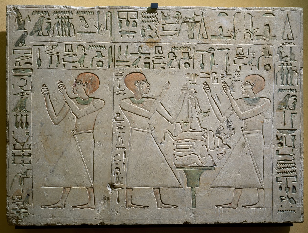 Mery, Hetepuy e Khety, cancellieri congiunti durante il regno di Senwosret (Sesostris) I, stele in calcare dipinto, civiltà egizia, Medio Regno, Dinastia XII da Egyptian 12th Dynasty