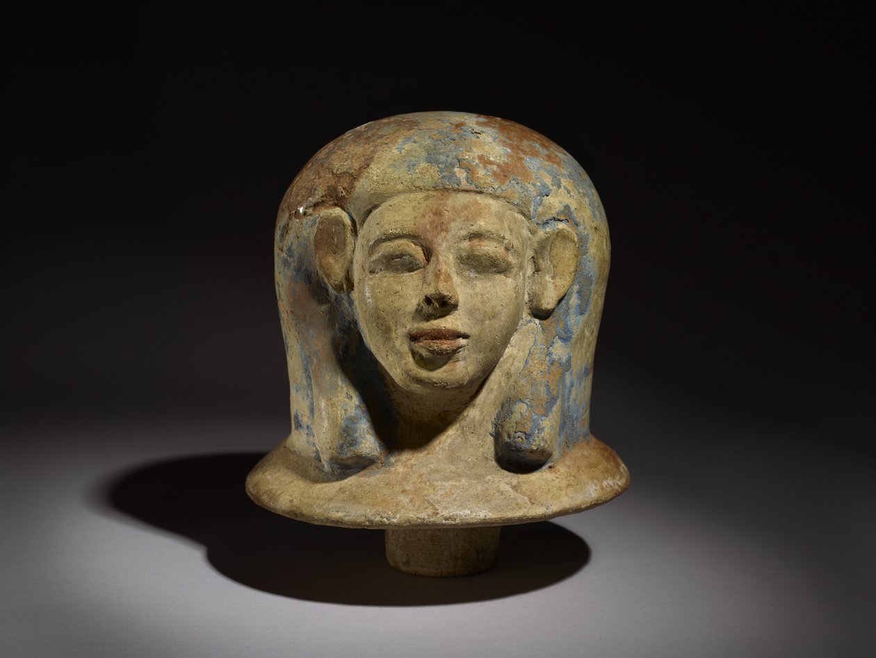 Coperchio di vaso canopo a forma di testa da Egyptian 17th Dynasty