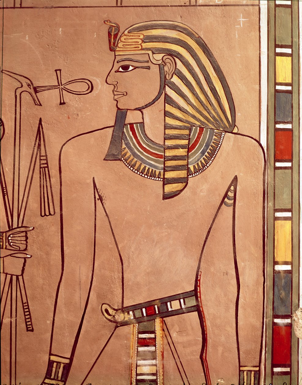 Amenhotep II con un ankh sollevato alle sue labbra, dalla camera del sarcofago della sua tomba, Nuovo Regno da Egyptian 18th Dynasty