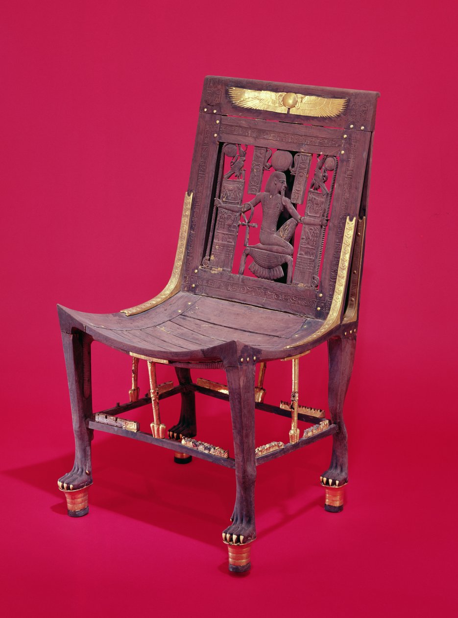 Sedia, dalla tomba di Tutankhamon che raffigura lo spirito di milioni di anni da Egyptian 18th Dynasty