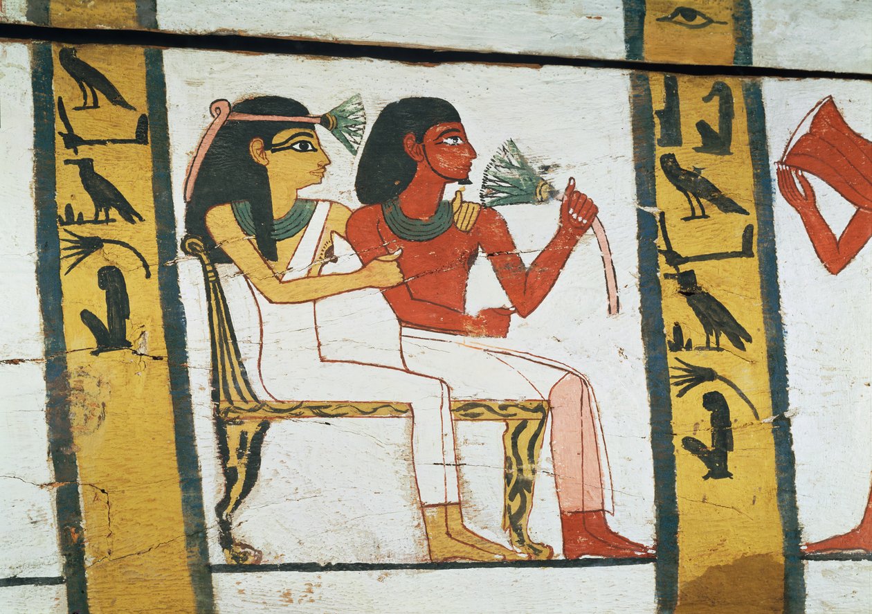 Dettaglio della decorazione di un sarcofago della Signora di Madja, Nuovo Regno da Egyptian 18th Dynasty