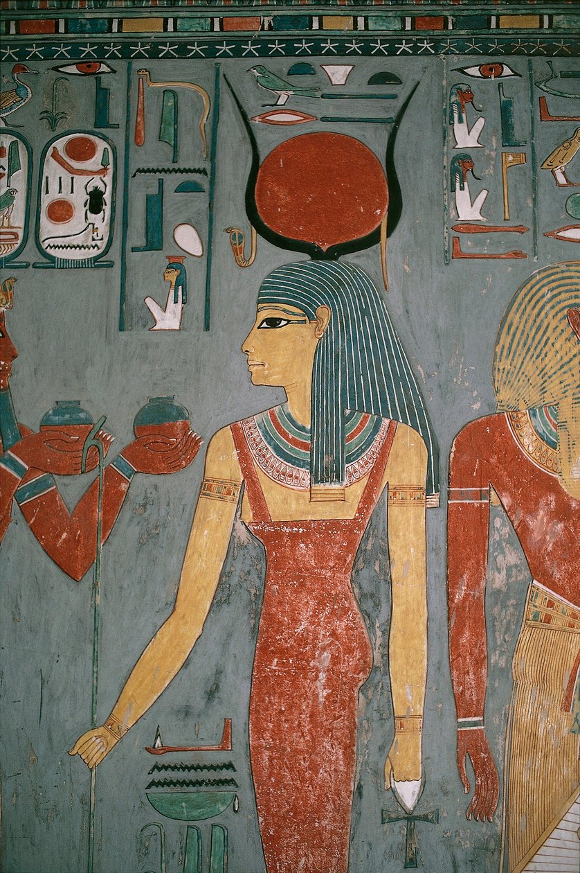 Egitto, Antica Tebe, Luxor, Valle dei Re, Tomba di Horemheb, dipinto murale che raffigura la dea Iside, Nuovo Regno, Dinastia XVIII da Egyptian 18th Dynasty