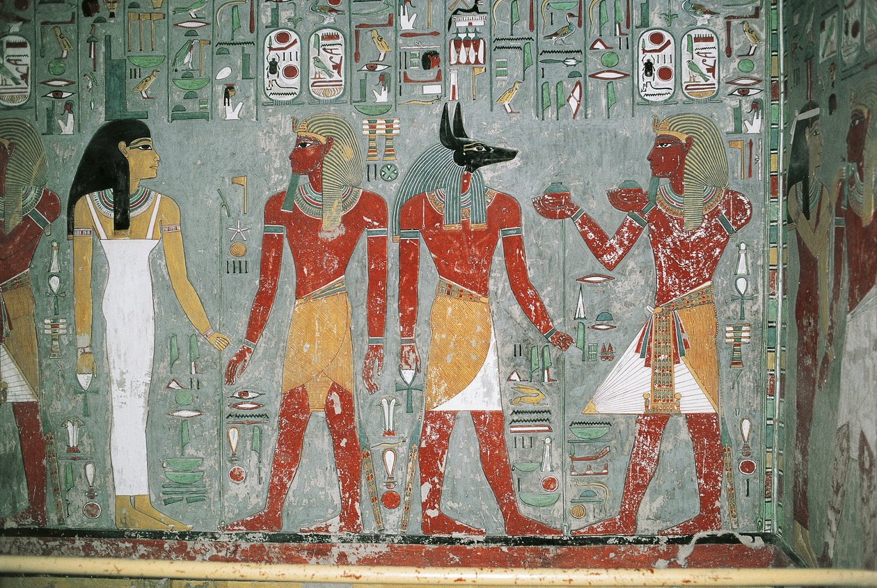 Egitto, Luxor, Valle dei Re, Tomba di Horemheb, pittura murale da Egyptian 18th Dynasty
