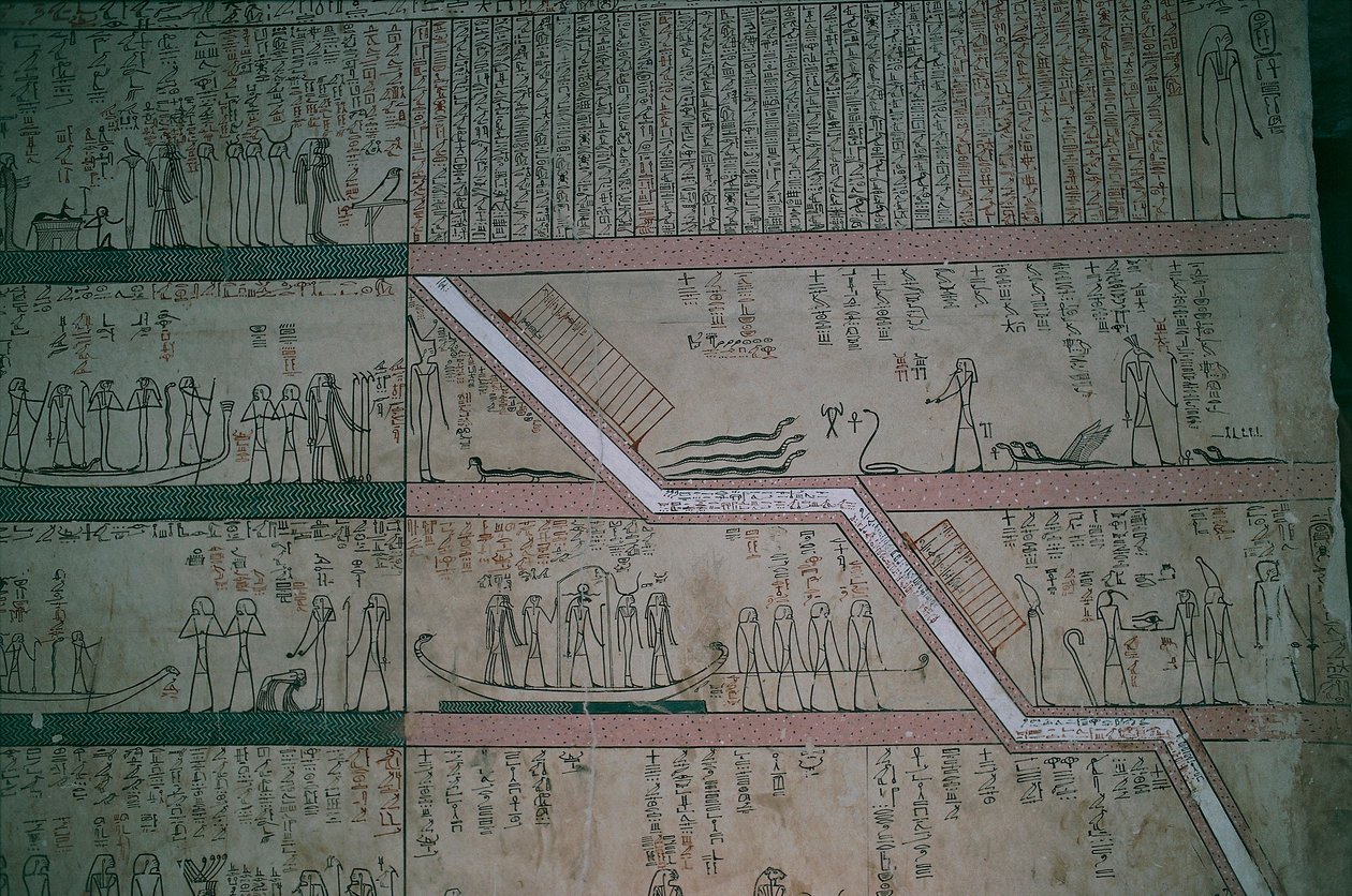 Egitto, Luxor, Valle dei Re, affreschi della camera sepolcrale di Thutmose III da Egyptian 18th Dynasty
