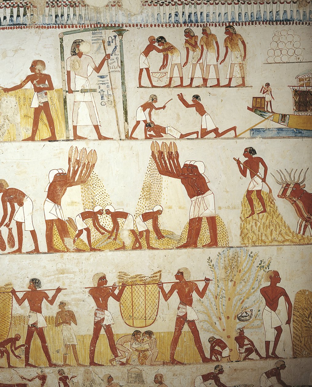 Tomba del supervisore reale Menna, Vestibolo, Dipinti murali, Lavoro nei campi da Egyptian 18th Dynasty