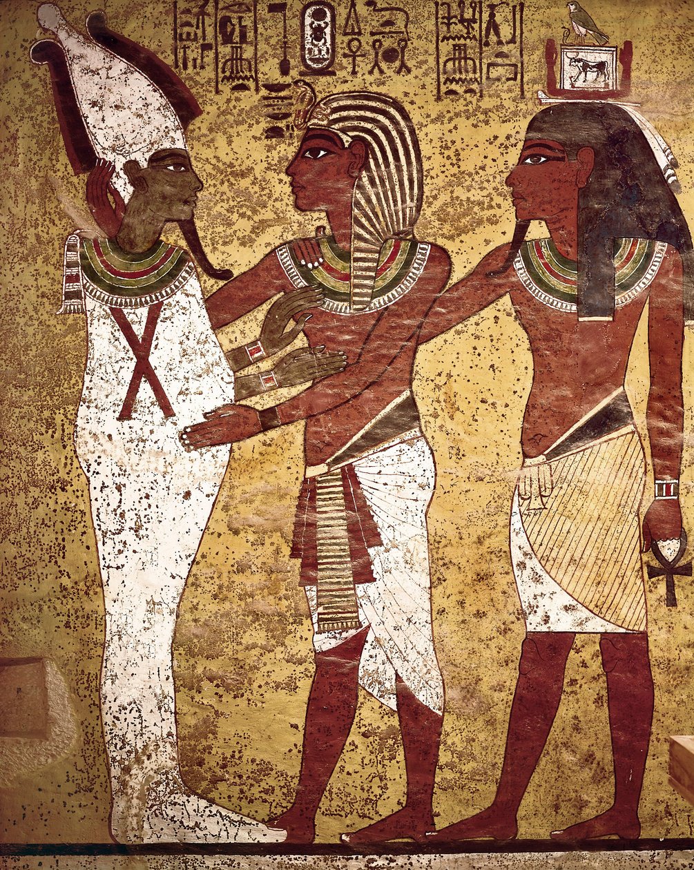 Antichità egizia: il faraone Tutankhamon di fronte al dio Osiride da Egyptian 18th Dynasty