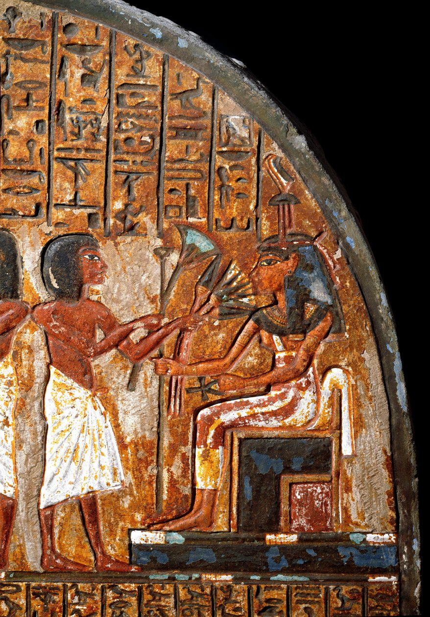 Antichità egizia: stele funeraria di Minhotep: dettaglio che rappresenta un