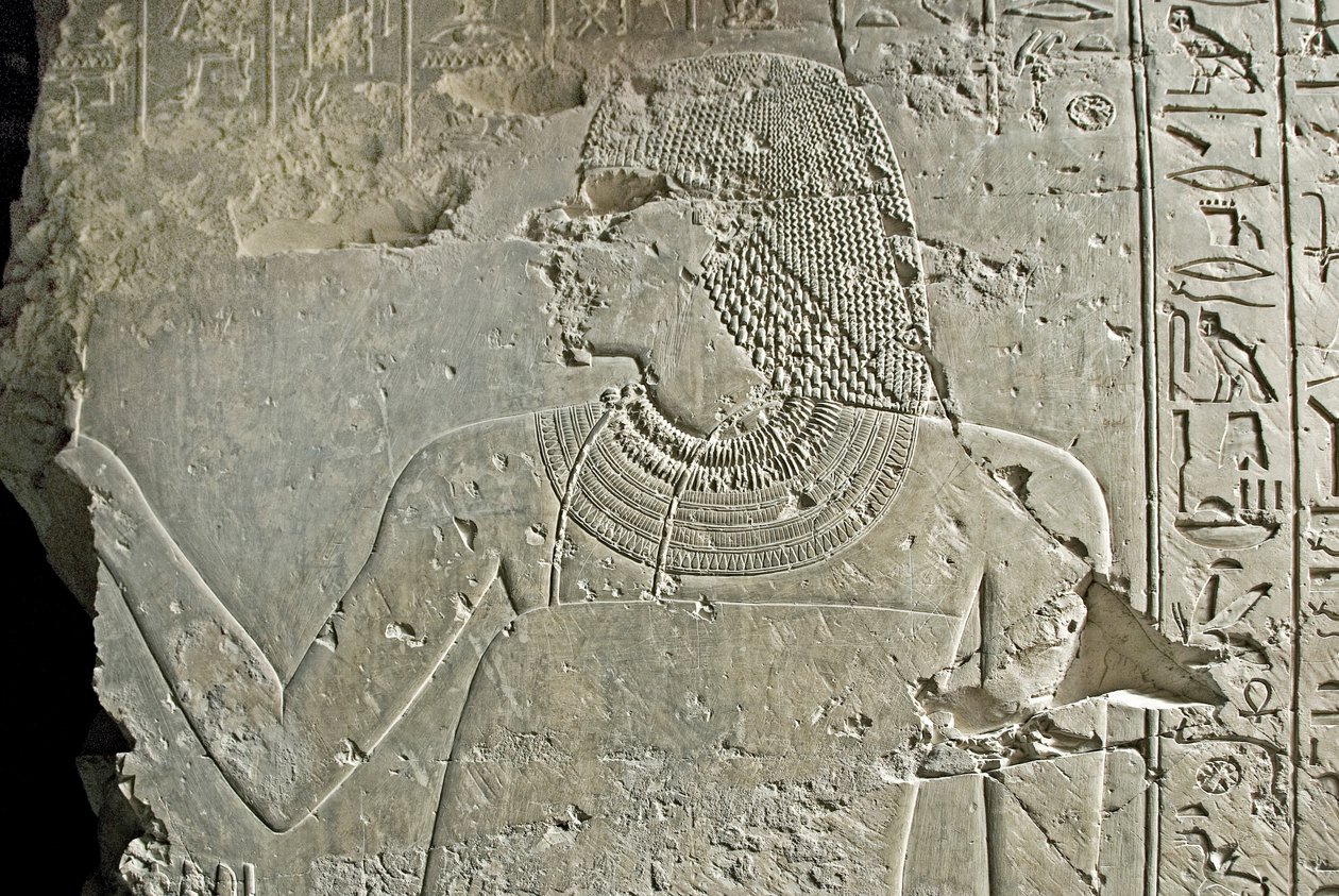 Antichità egiziane: rappresentazione del visir Ramose. Bassorilievo della sua tomba (XVIII dinastia). Luxor, Tebe, Tomba dei Nobili, Egitto da Egyptian 18th Dynasty