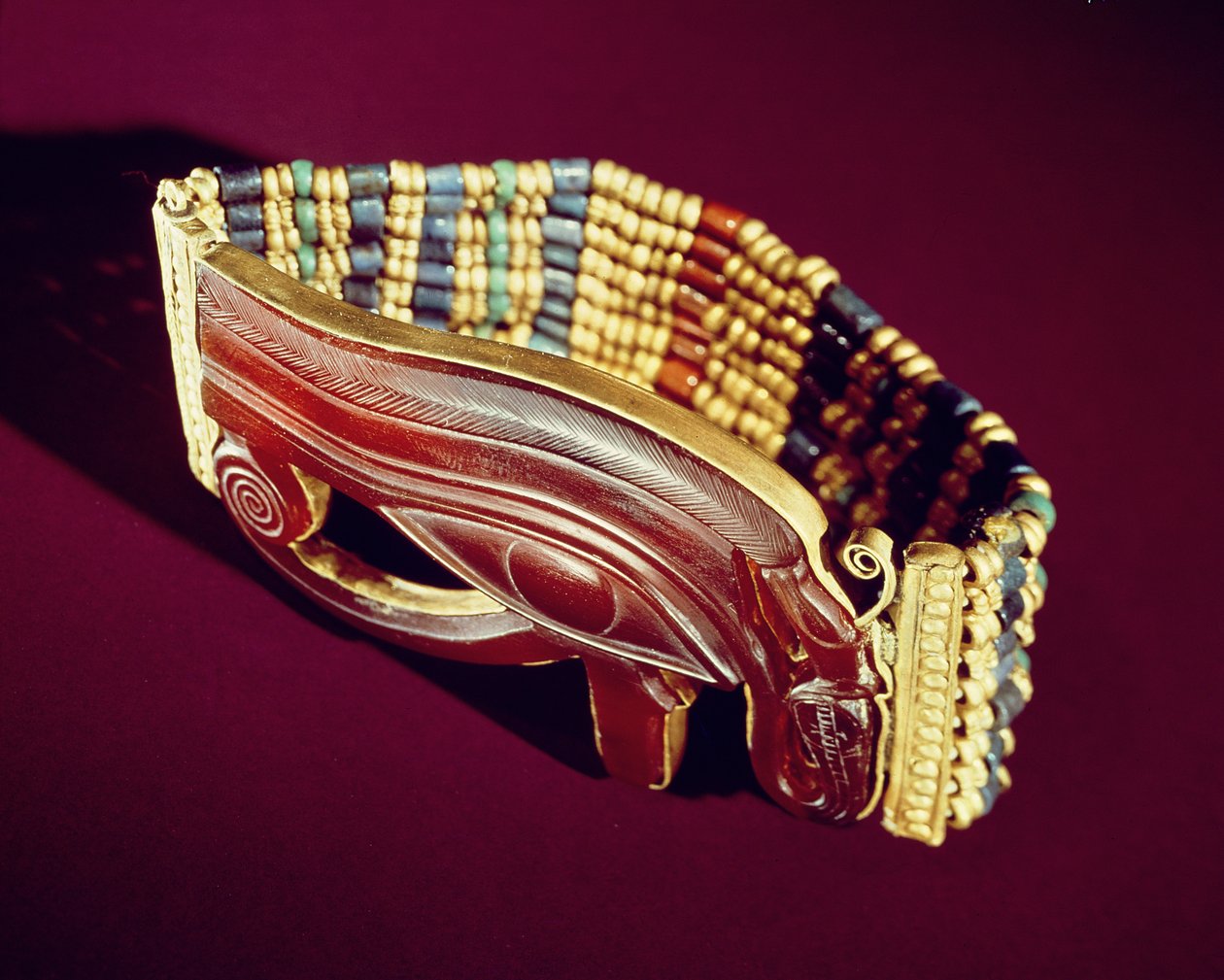 Braccialetto flessibile di perline, dalla tomba di Tutankhamon da Egyptian 18th Dynasty