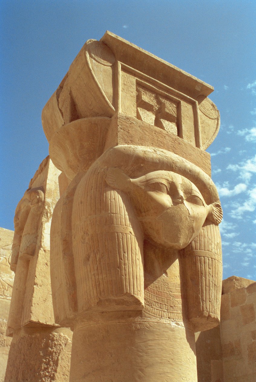 Colonna con testa di Hathor, dalla Cappella di Hathor, Tempio di Hatshepsut, Nuovo Regno, c.1552-1296 a.C. da Egyptian 18th Dynasty