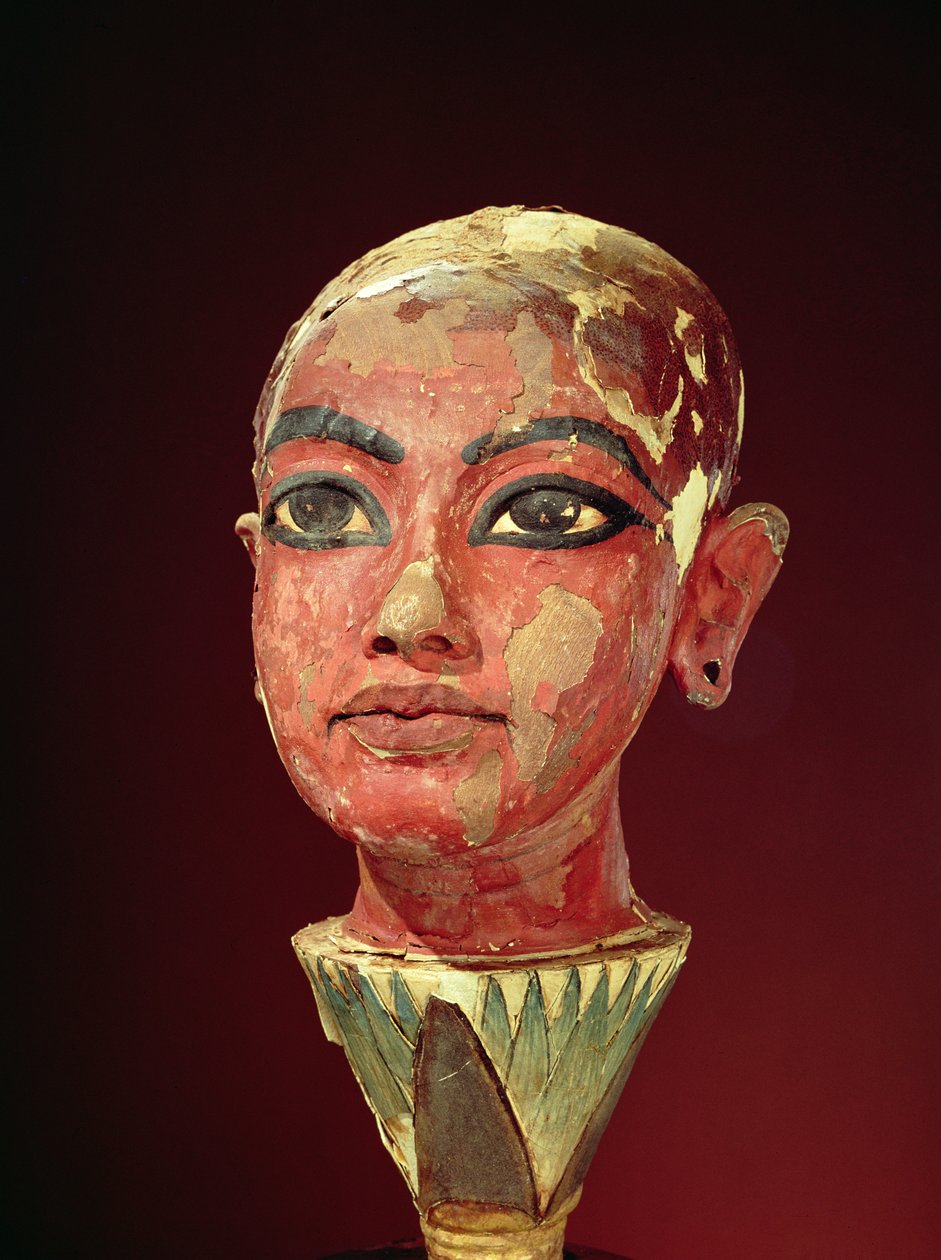 Testa del re bambino che emerge da un fiore di loto, dalla Tomba di Tutankhamon da Egyptian 18th Dynasty