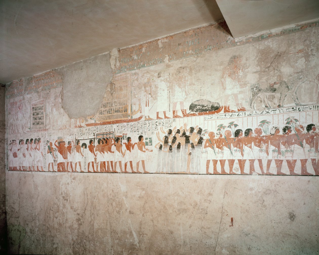 Interno della Tomba di Ramose, Nuovo Regno, c.1360 a.C. (pittura murale) da Egyptian 18th Dynasty