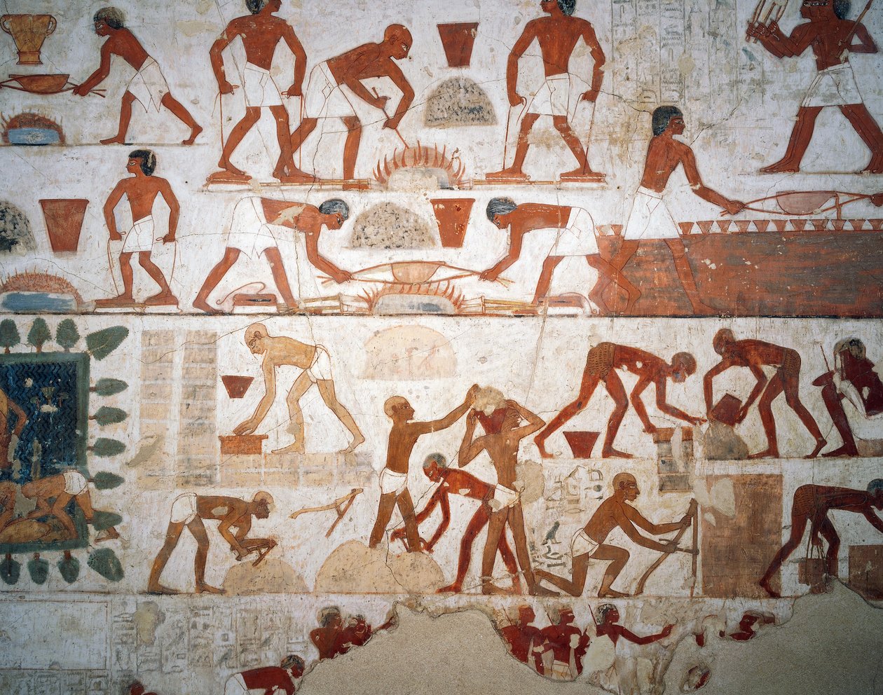 Lavorazione dei metalli e fabbricazione di mattoni di fango, affresco, cappella, Tomba di Rekhmire (TT100), Sheikh Abd el-Qurna, Tebe (Patrimonio Mondiale dell
