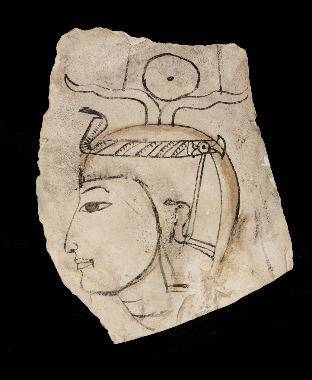 Ostracon con ritratto del faraone Amenhotep I, venerato protettore degli artigiani di Deir el Medina ... da Egyptian 18th Dynasty