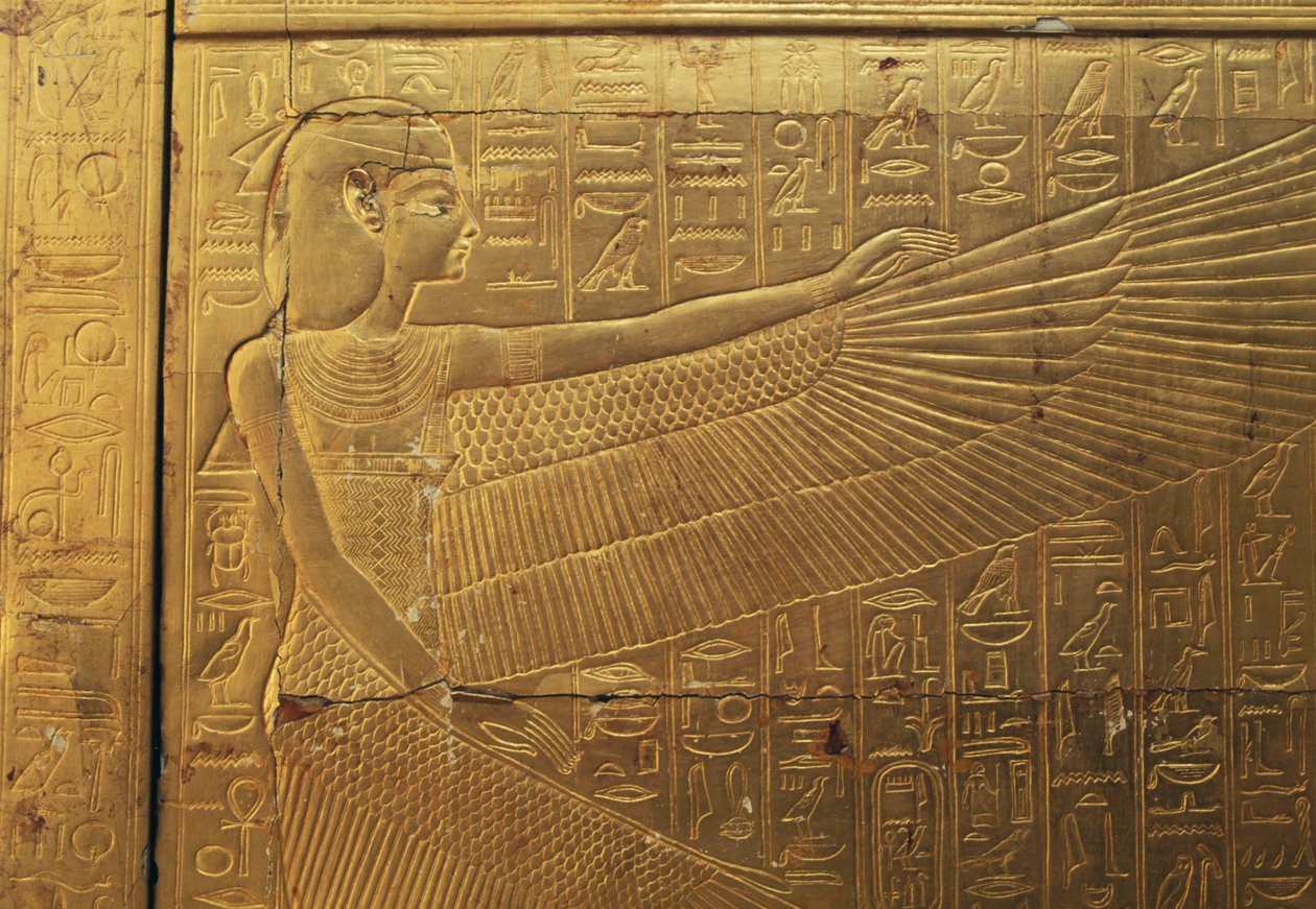 Rilievo sul pannello esterno posteriore della seconda cappella funeraria, Tesoro di Tutankhamon, Egitto, civiltà egizia, Nuovo Regno, XVIII dinastia da Egyptian 18th Dynasty