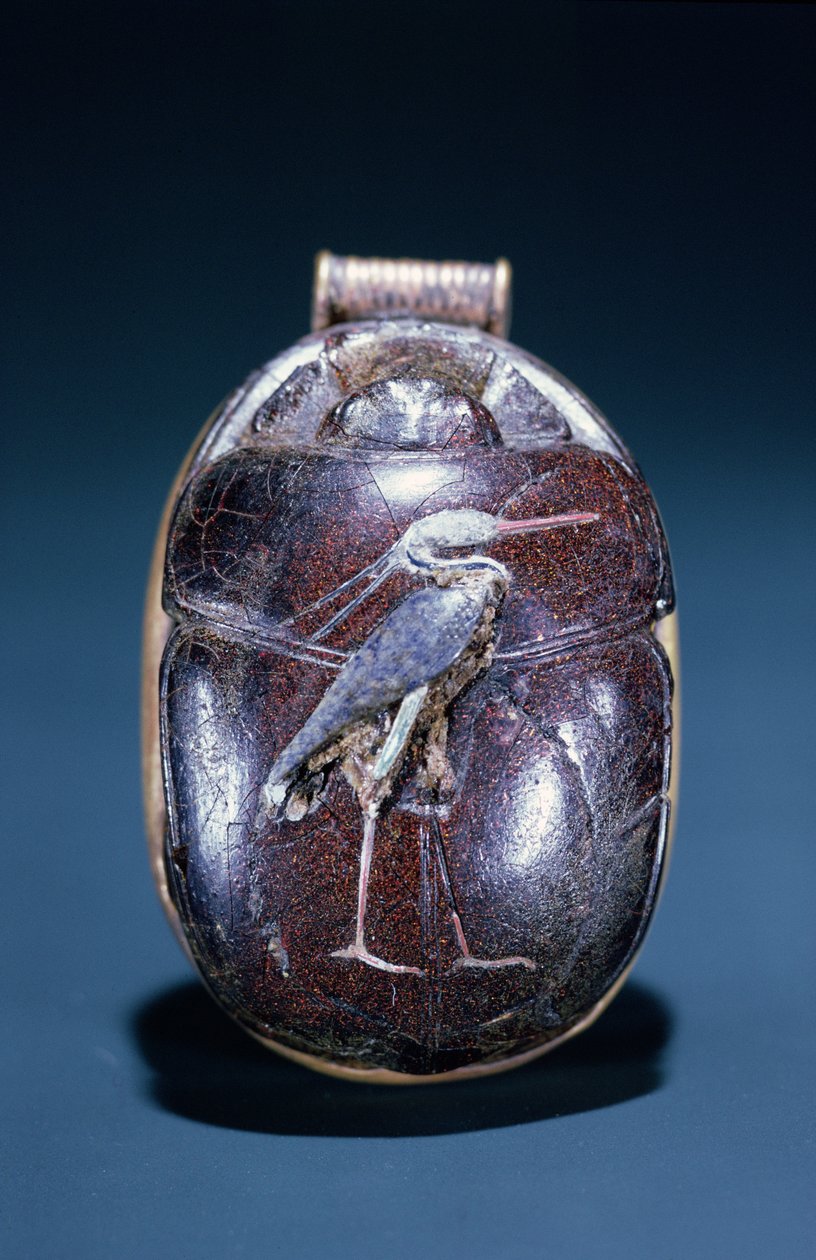 Scarabocchio con airone, dalla tomba di Tutankhamon da Egyptian 18th Dynasty