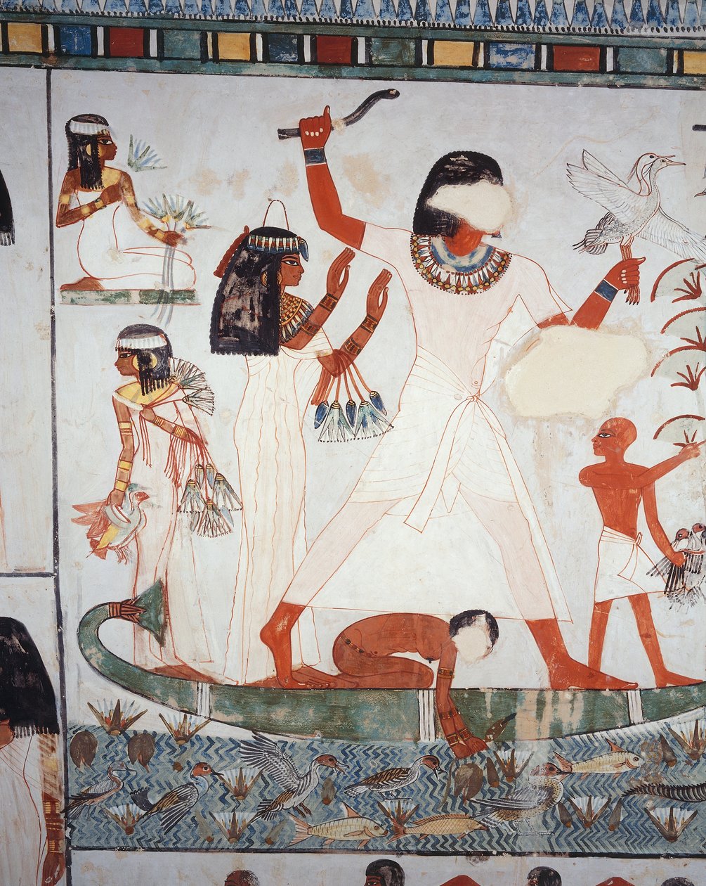 Scena di caccia e pesca nelle paludi, affresco, parete nord, camera longitudinale, Tomba Tebana TT69, Sheikh Abd el-Qurna, Tebe (Patrimonio Mondiale dell