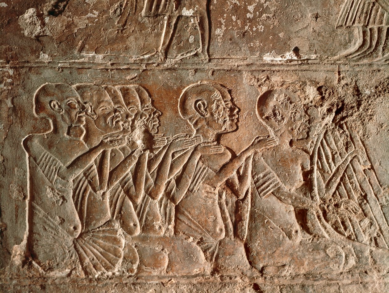 Cantanti e suonatori di arpa, rilievo da Egyptian 18th Dynasty