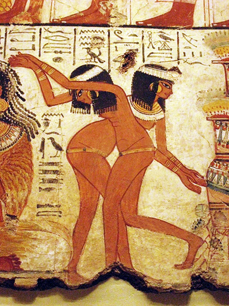 Murale del tempio di due ragazze che danzano, Egitto da Egyptian 18th Dynasty