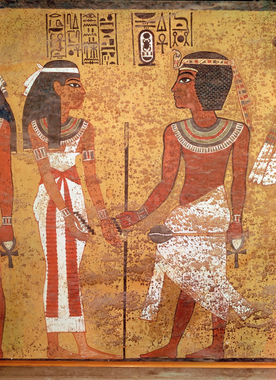 Tutankhamon e sua moglie, Ankhesenamun, dalla sua tomba, Nuovo Regno da Egyptian 18th Dynasty