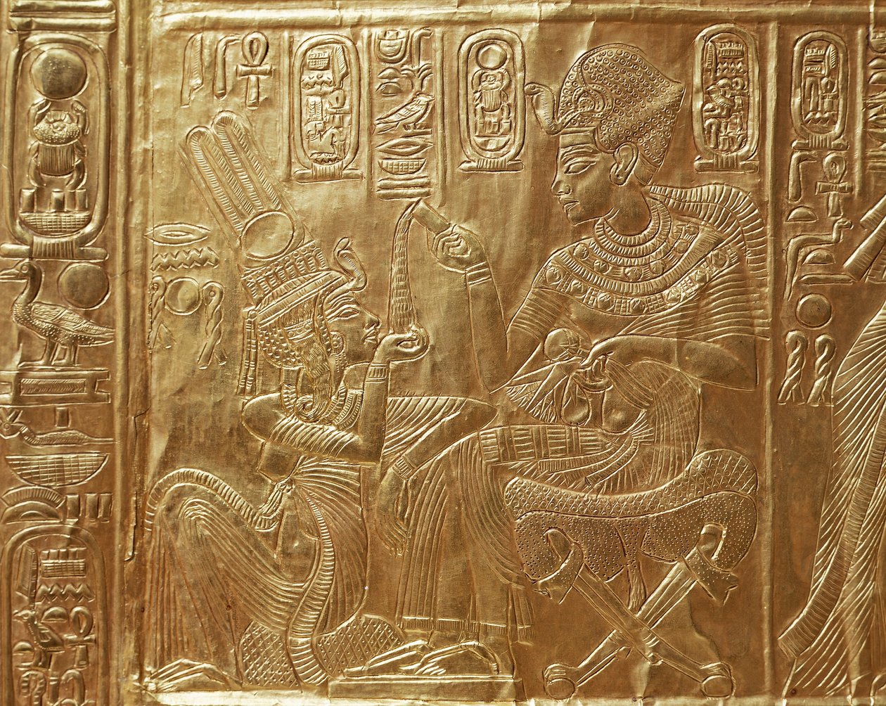 Tutankhamon e sua moglie, dettaglio del cassetto rituale da Egyptian 18th Dynasty