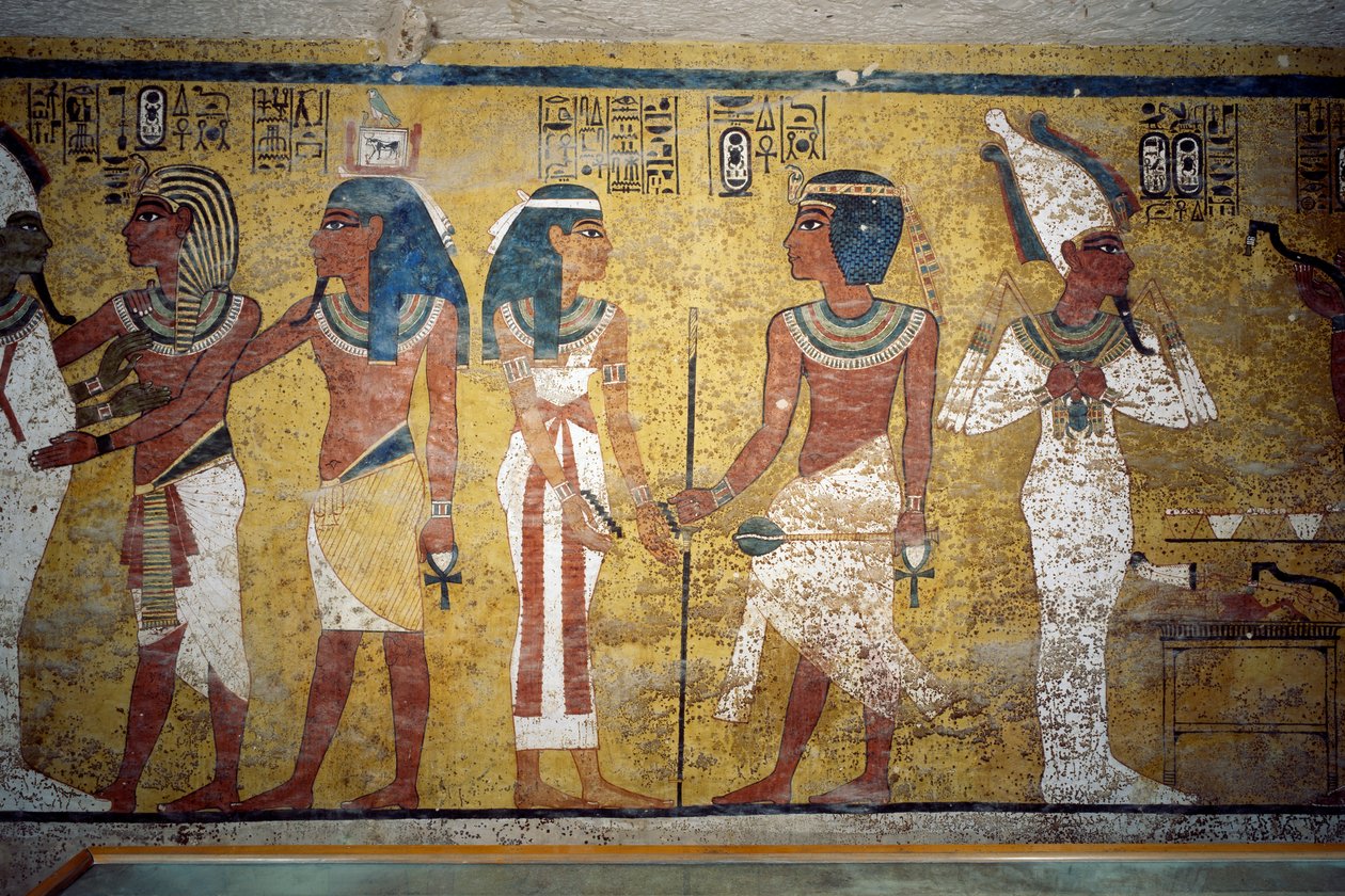 Tutankhamon davanti a Osiride, faraone davanti alla dea Nut e Ay che esegue la cerimonia dell