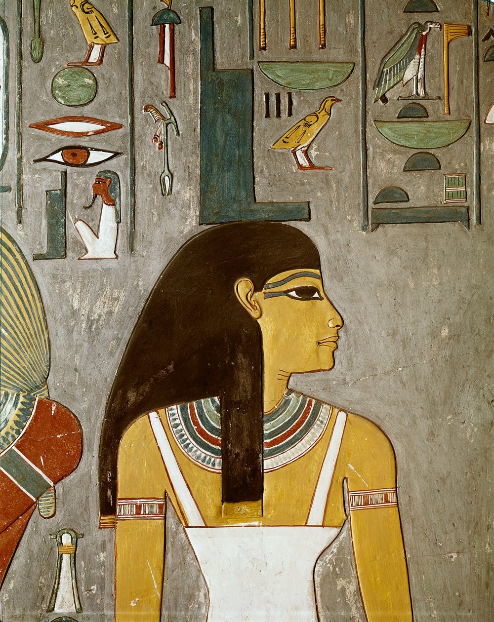 (dettaglio) affresco raffigurante Iside, Egitto, Luxor (XVIII dinastia, Thutmose III) da Egyptian 18th Dynasty