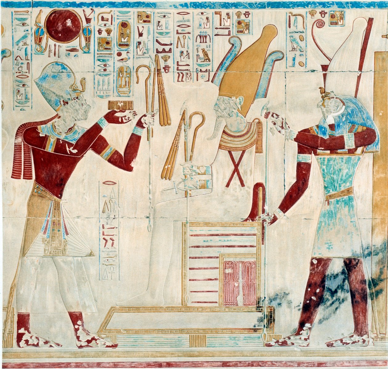Arte egizia: Sethos offre ornamenti a Osiride da Egyptian 19th Dynasty