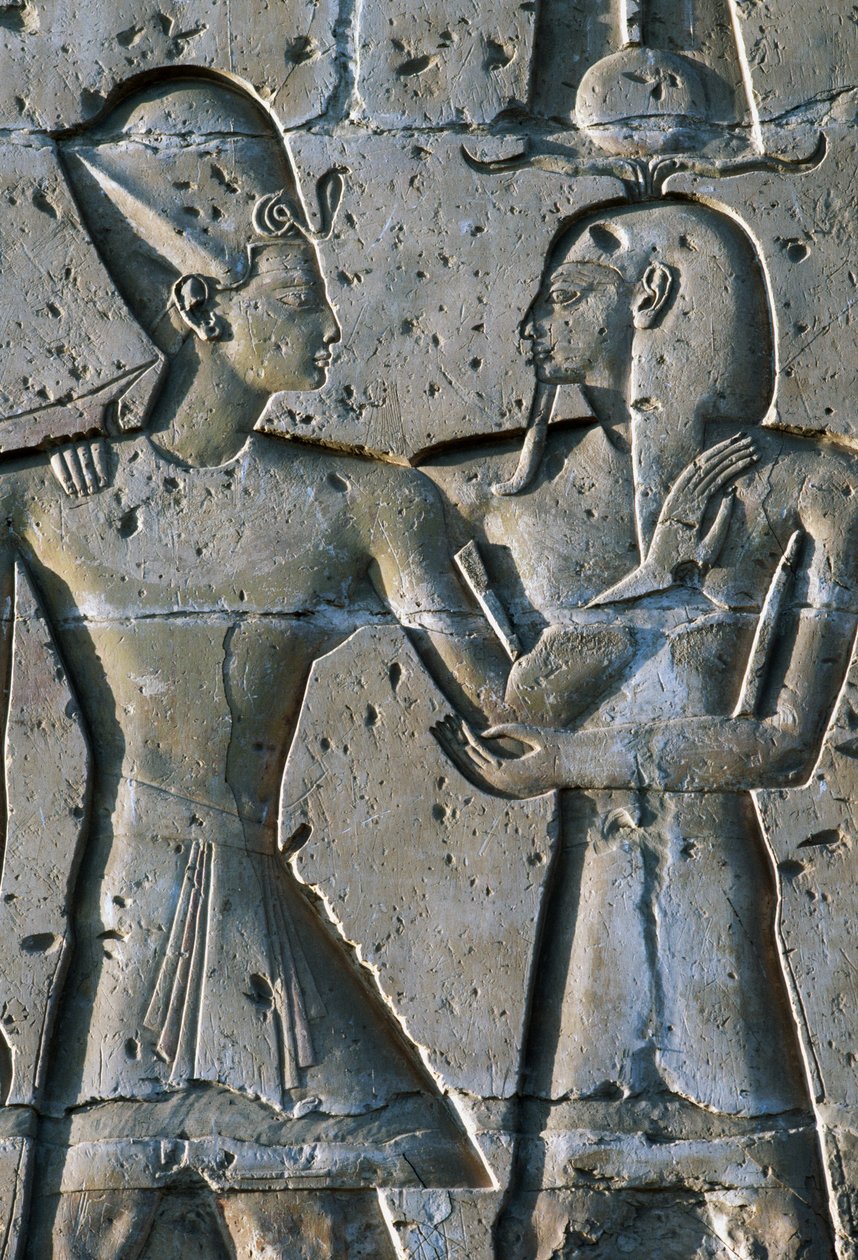 Bassorilievo raffigurante il faraone, Tempio di Seti I, o Grande Tempio di Abydos, Abydos, Egitto, civiltà egizia, Nuovo Regno, Dinastia XIX da Egyptian 19th Dynasty
