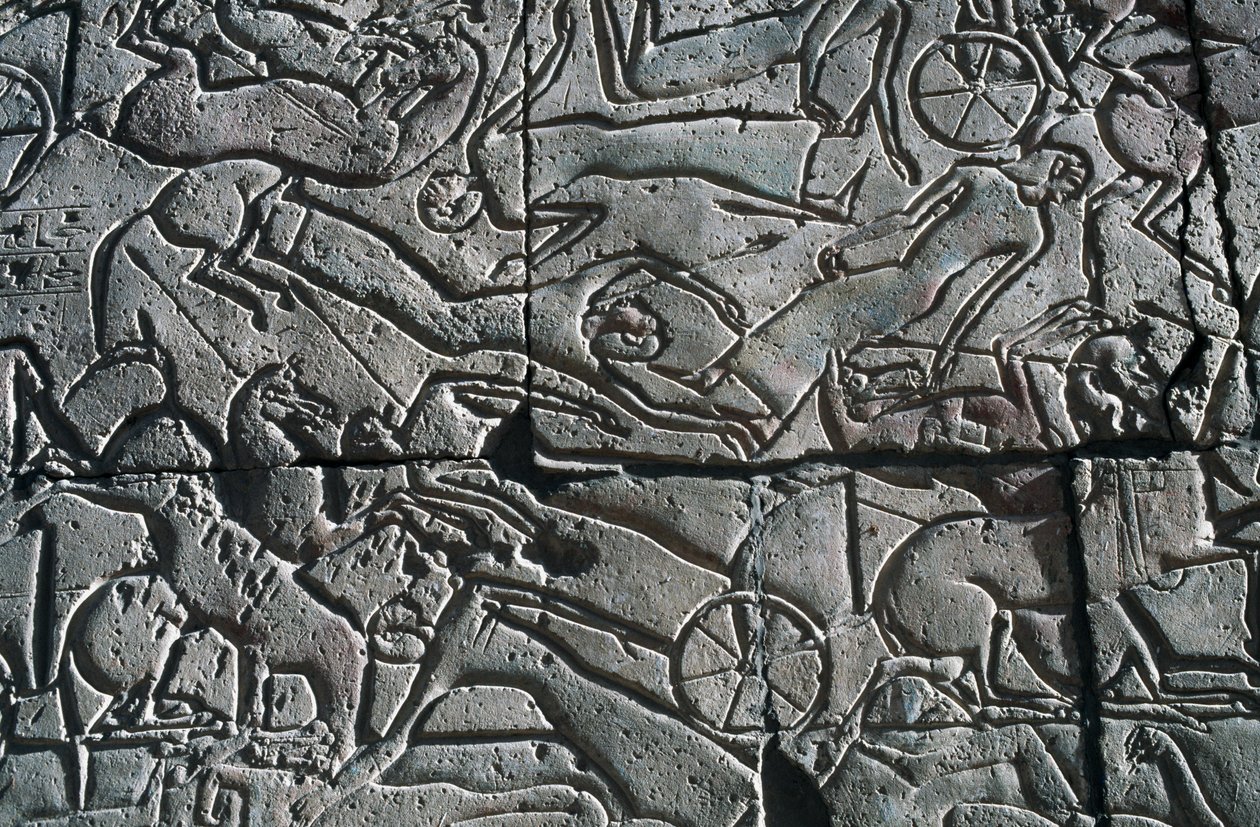 Bassorilievo con scena di battaglia, Ramesseum, Tempio funerario di Ramesse II, Luxor, Tebe (Patrimonio dell