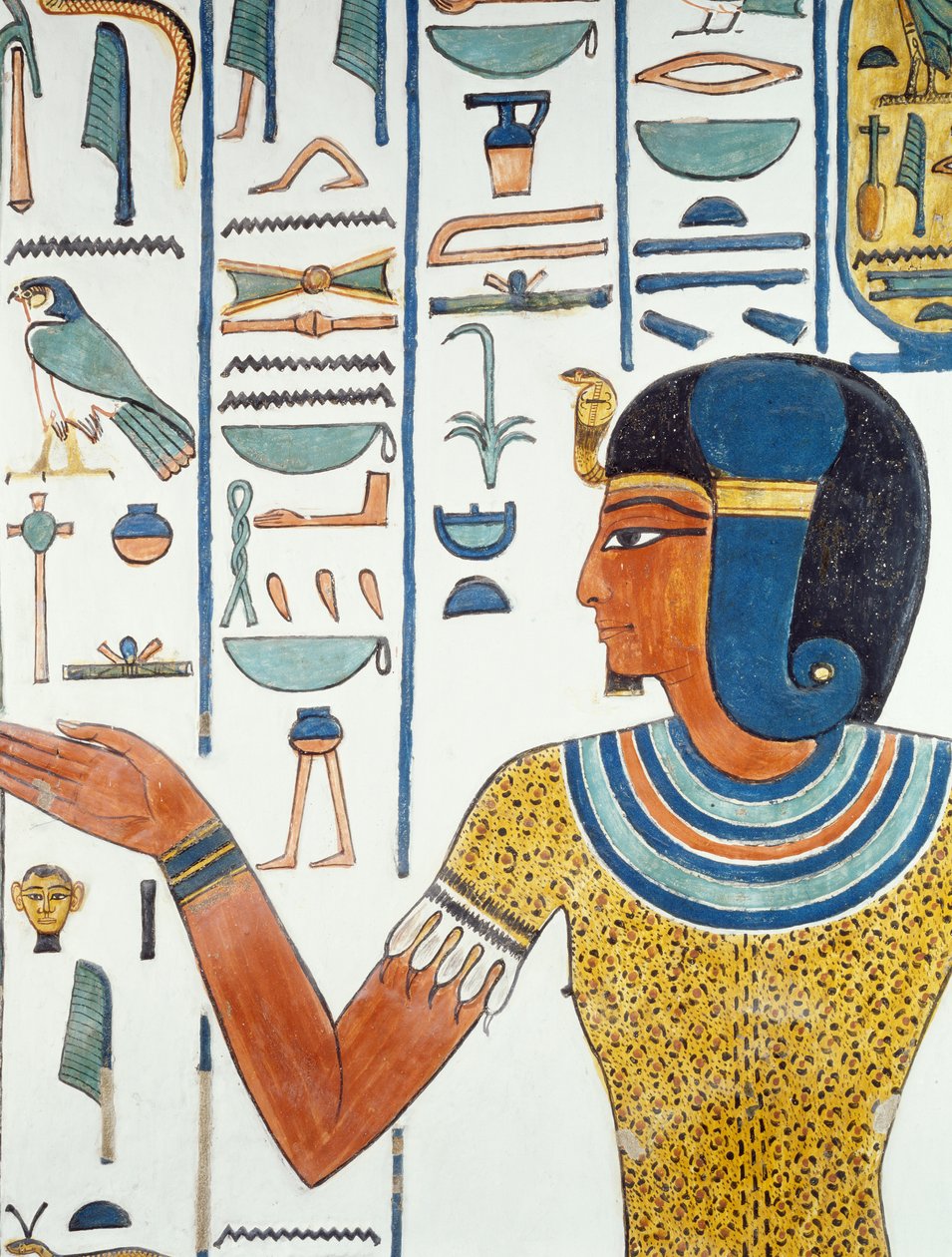Colonna con Hornedjitef, dettaglio degli affreschi nella camera funeraria di Nefertari, Valle delle Regine, Luxor, Tebe (Patrimonio Mondiale dell