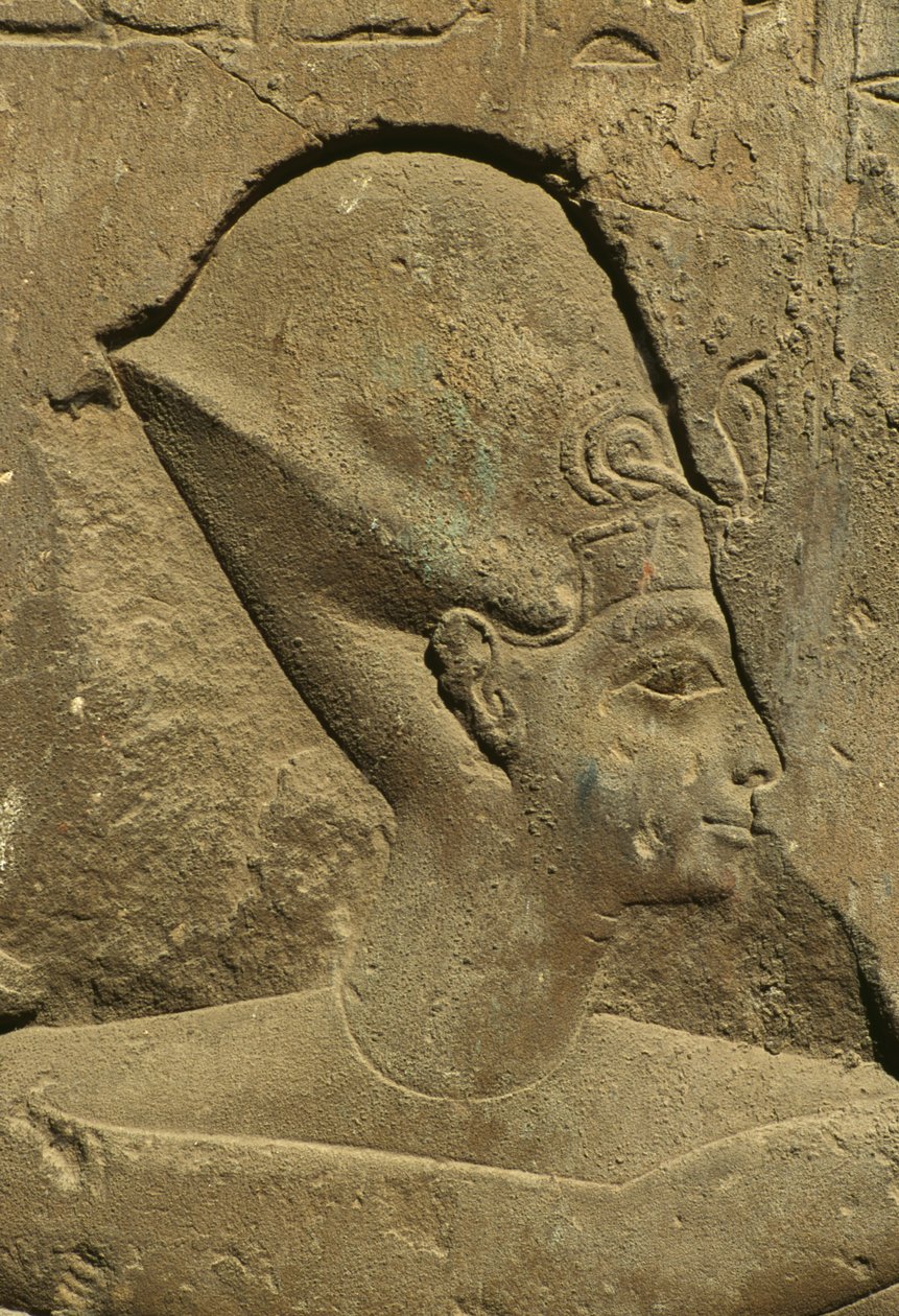 (dettaglio) di un rilievo che raffigura una testa di faraone (pietra) da Egyptian 19th Dynasty