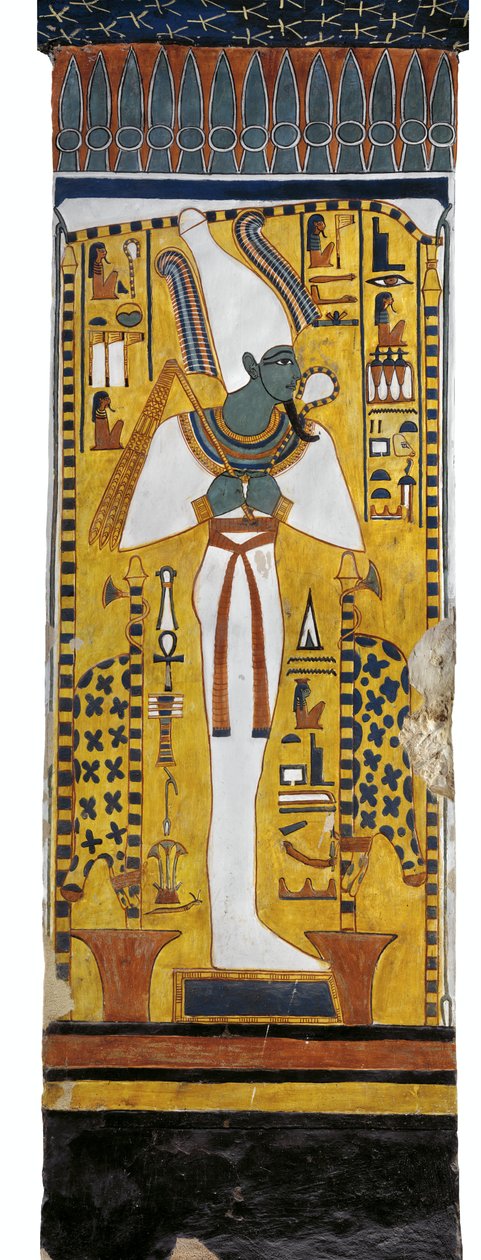 Egitto, Tebe, Luxor, Valle delle Regine, Tomba di Nefertari, pittura murale di Osiride nella camera funeraria della XIX dinastia da Egyptian 19th Dynasty