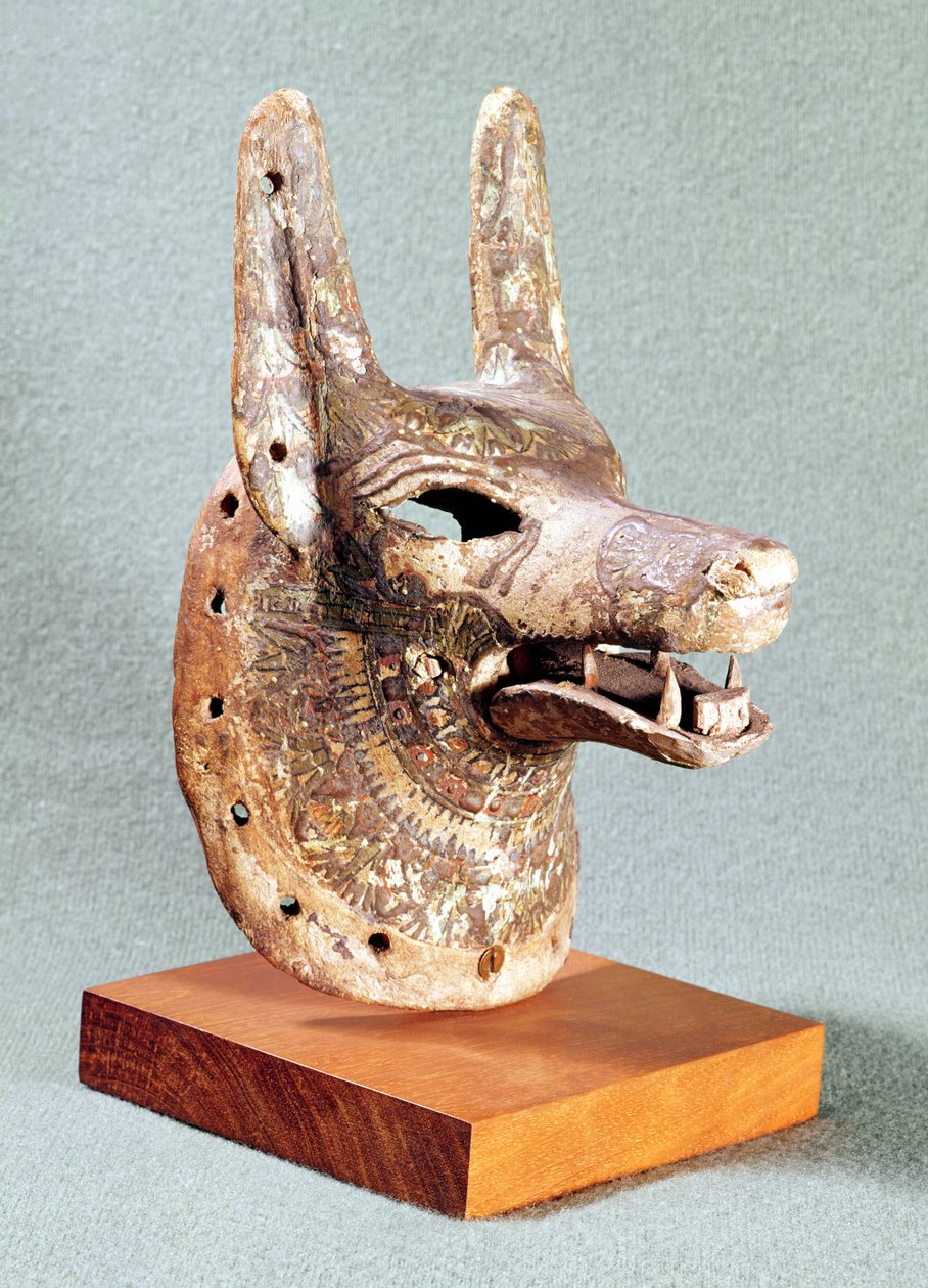 Testa di Anubi, con mascella articolata, usata come maschera oracolare, Nuovo Regno da Egyptian 19th Dynasty