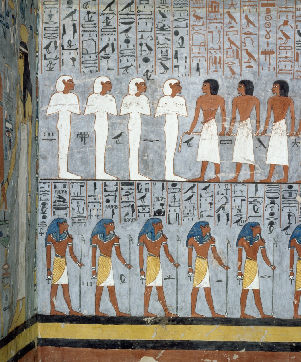 Mumien und männliche Figuren (Detail) von Egyptian 19th Dynasty