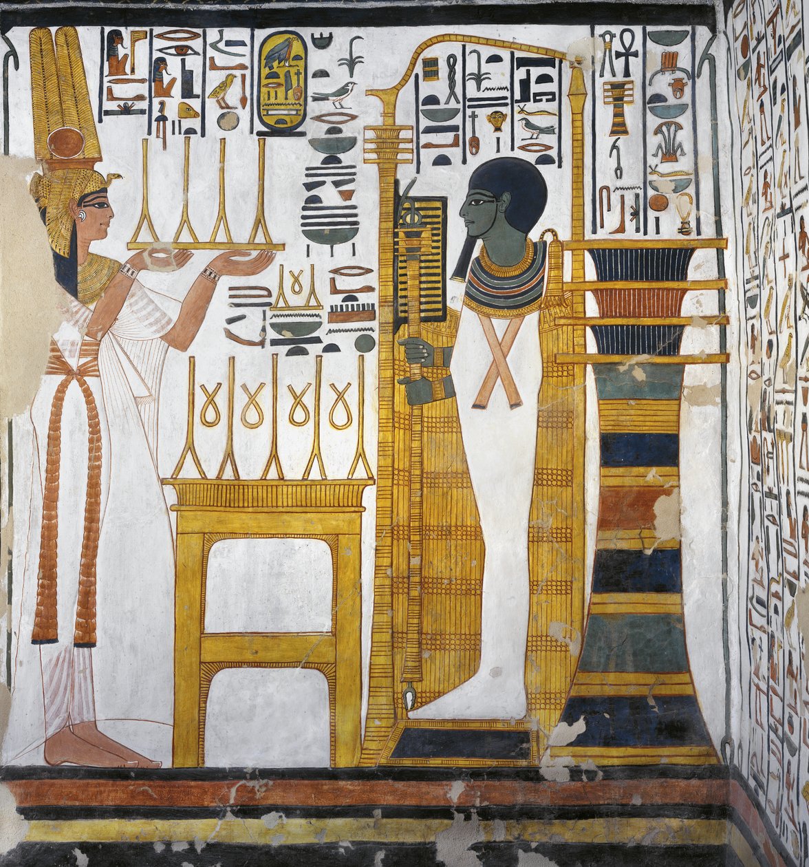 Nefertari che offre lino a Ptah (dettaglio) da Egyptian 19th Dynasty