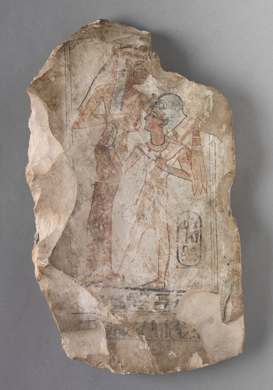 Ostracon: Ramses II Allattato da una Dea, c.1279-1213 a.C. da Egyptian 19th Dynasty
