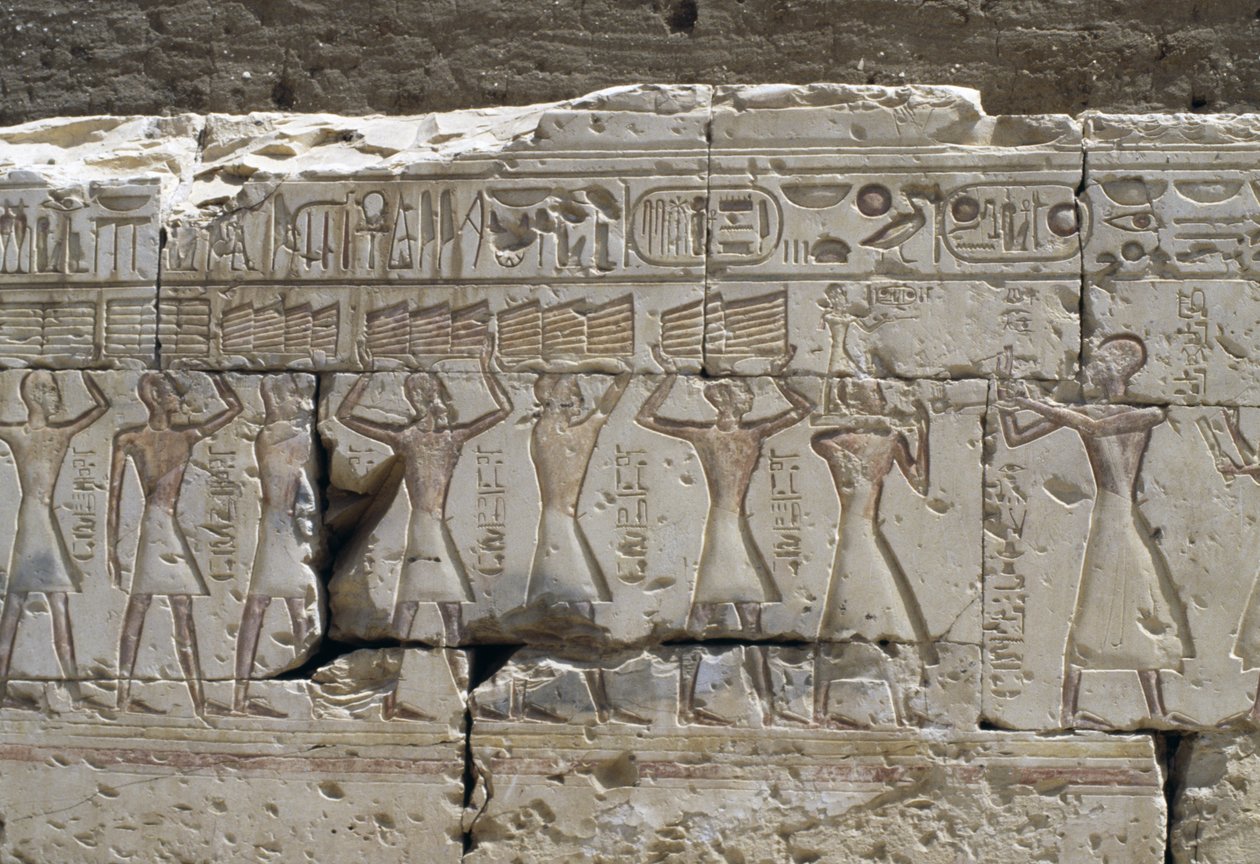 Rilievo, Tempio di Ramses II, Abydos, Egitto, Civiltà Egizia, Nuovo Regno, Dinastia XIX (foto) da Egyptian 19th Dynasty