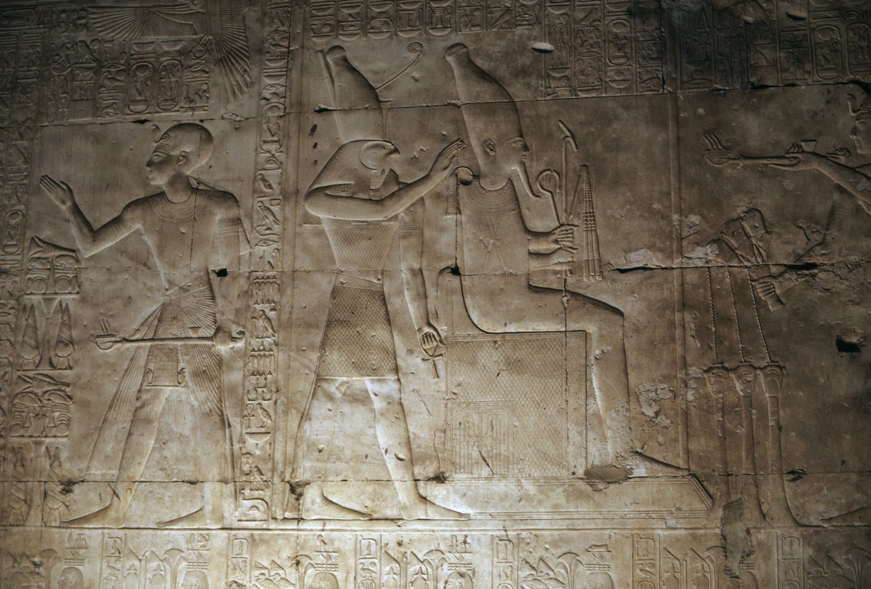 Rilievo, Tempio di Seti I, Abydos, Egitto, civiltà egizia, Nuovo Regno, Dinastia XIX da Egyptian 19th Dynasty