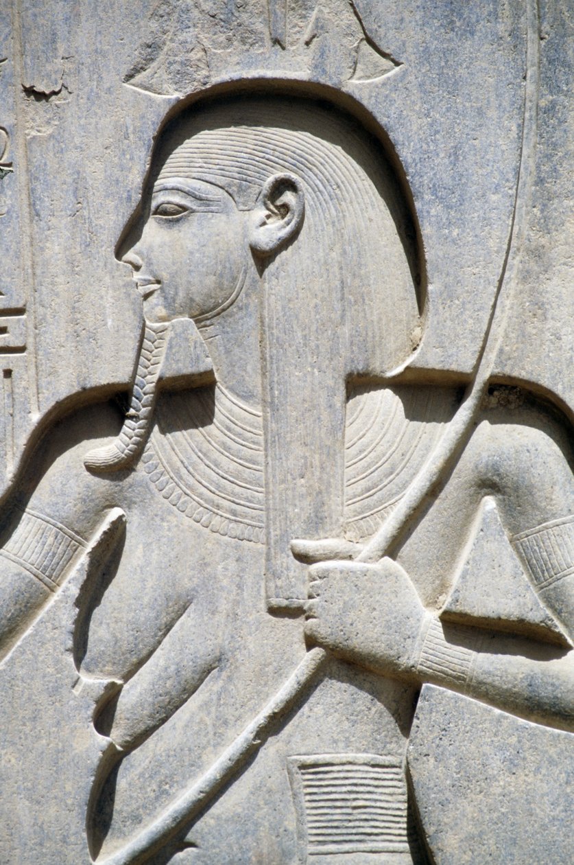 Rilievo dalla base della statua di Ramses II, corte di Ramses II, Tempio di Amon, Luxor, Antica Tebe (Lista del Patrimonio Mondiale UNESCO) da Egyptian 19th Dynasty