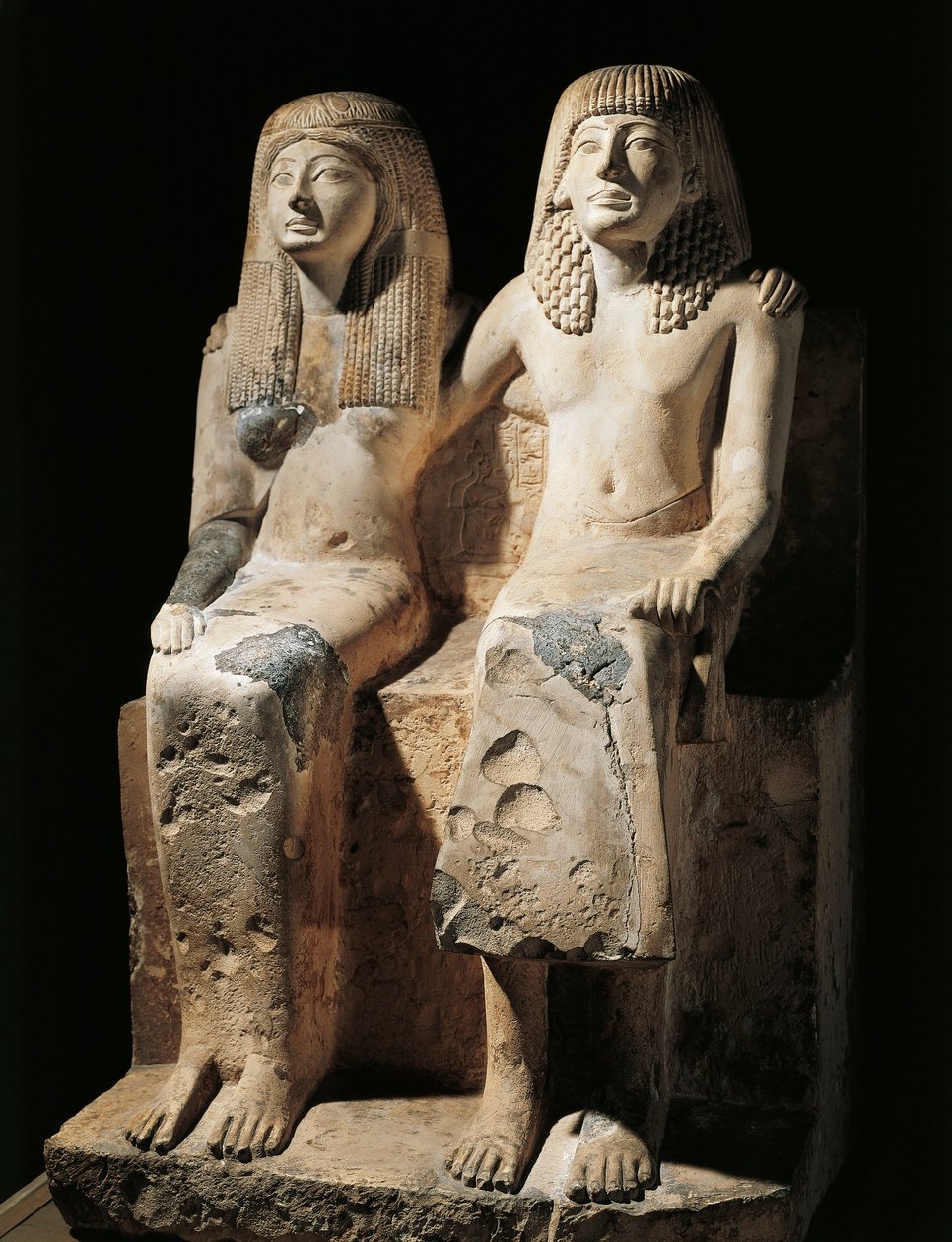 Gruppo statuario che rappresenta lo scriba Pendua e sua moglie Nefertari da Egyptian 19th Dynasty