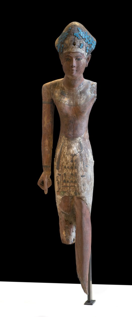 Statua di Sovrano con copricapo Ramesside della corona blu e che indossa il perizoma anteriore da Egyptian 19th Dynasty