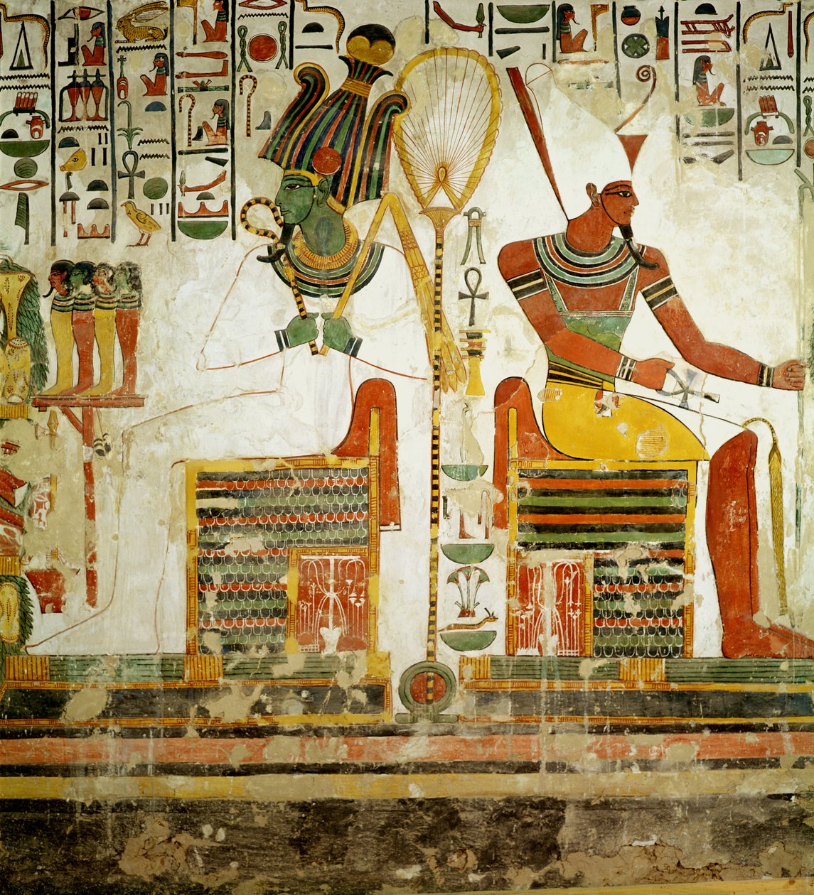 Gli dei Osiride e Atum, dalla Tomba di Nefertari, Nuovo Regno (dipinto murale) da Egyptian 19th Dynasty