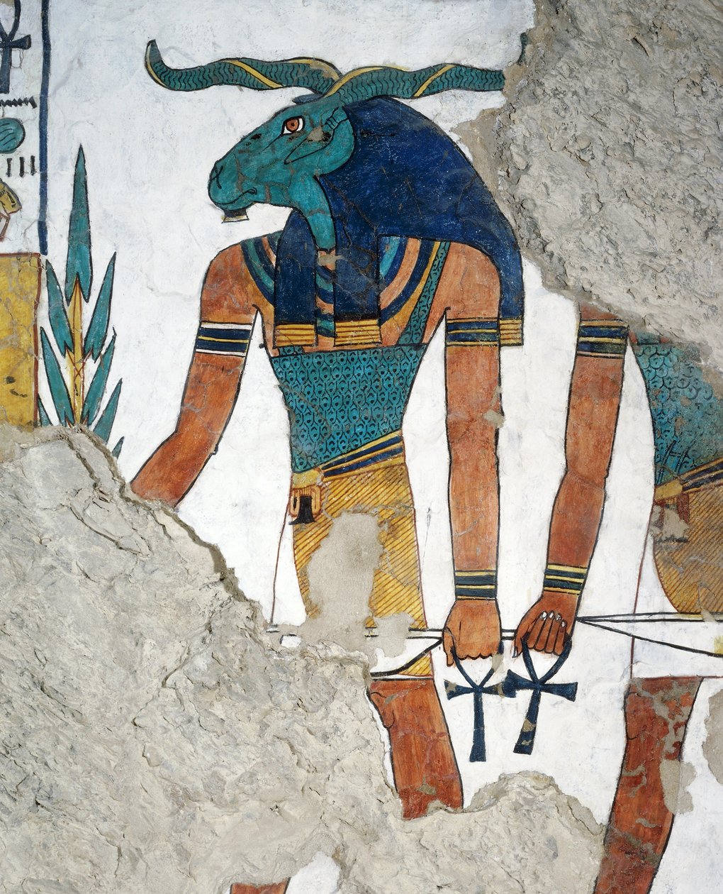 Il messaggero con testa di ariete, terza porta del Regno di Osiride, capitolo 144 del Libro dei Morti, affresco, camera funeraria, Tomba di Nefertari (QV66), Valle delle Regine, Tebe. Civiltà egizia, Nuovo Regno, XIX dinastia da Egyptian 19th Dynasty
