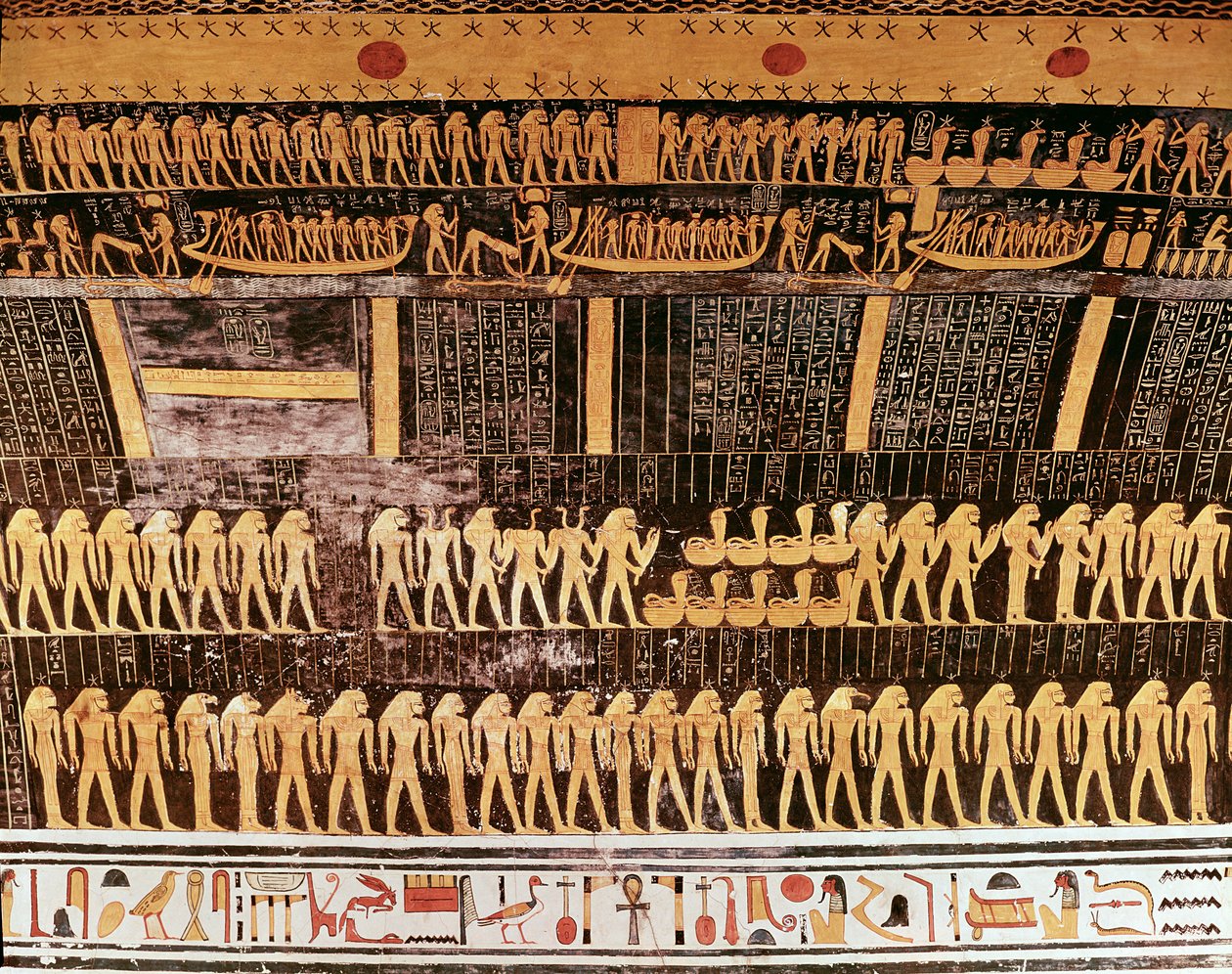 (Dettaglio) dal Libro del Giorno dal soffitto della camera funeraria della Tomba di Ramses VI (r.1143-1136 a.C.) Nuovo Regno da Egyptian 20th Dynasty